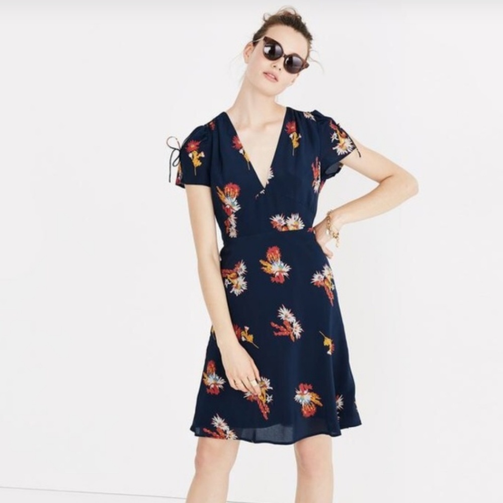 Madewell silk cactus flower dress